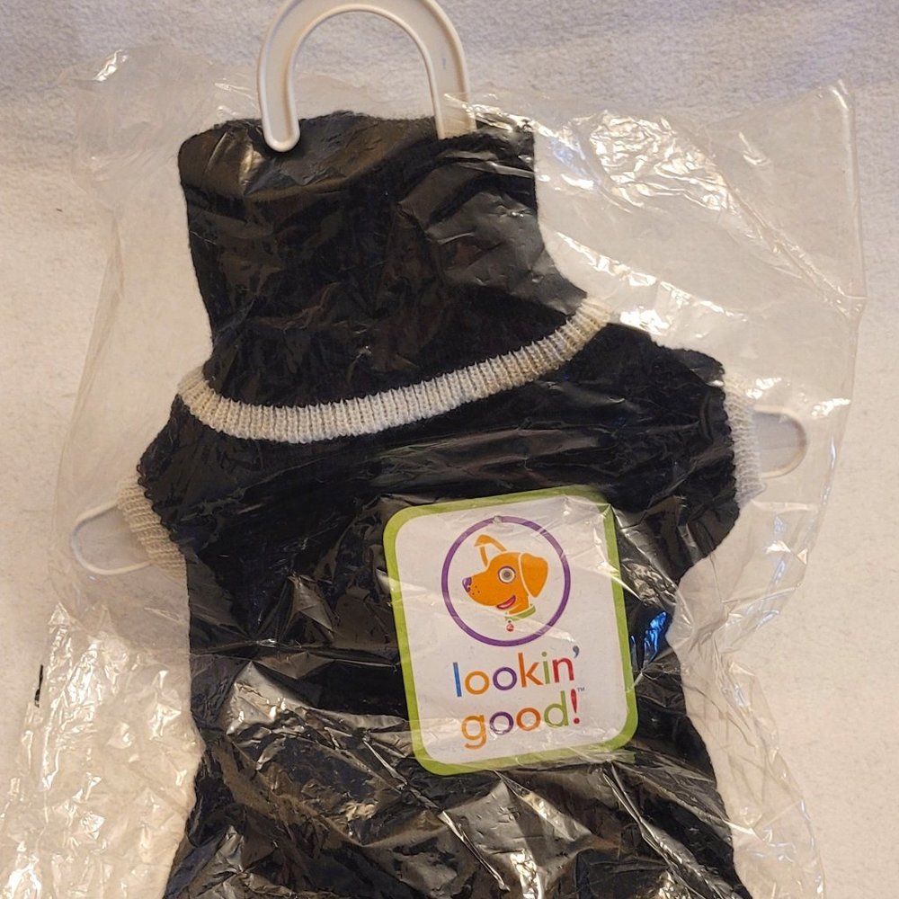 Lookin Good Pet Fashion dog CROCHET SWEATER BLACK